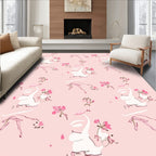 Whimsical Pink Ballet Floral Design Rug