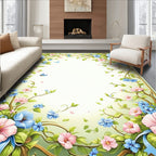 Whimsical Floral Butterfly Scene Rug