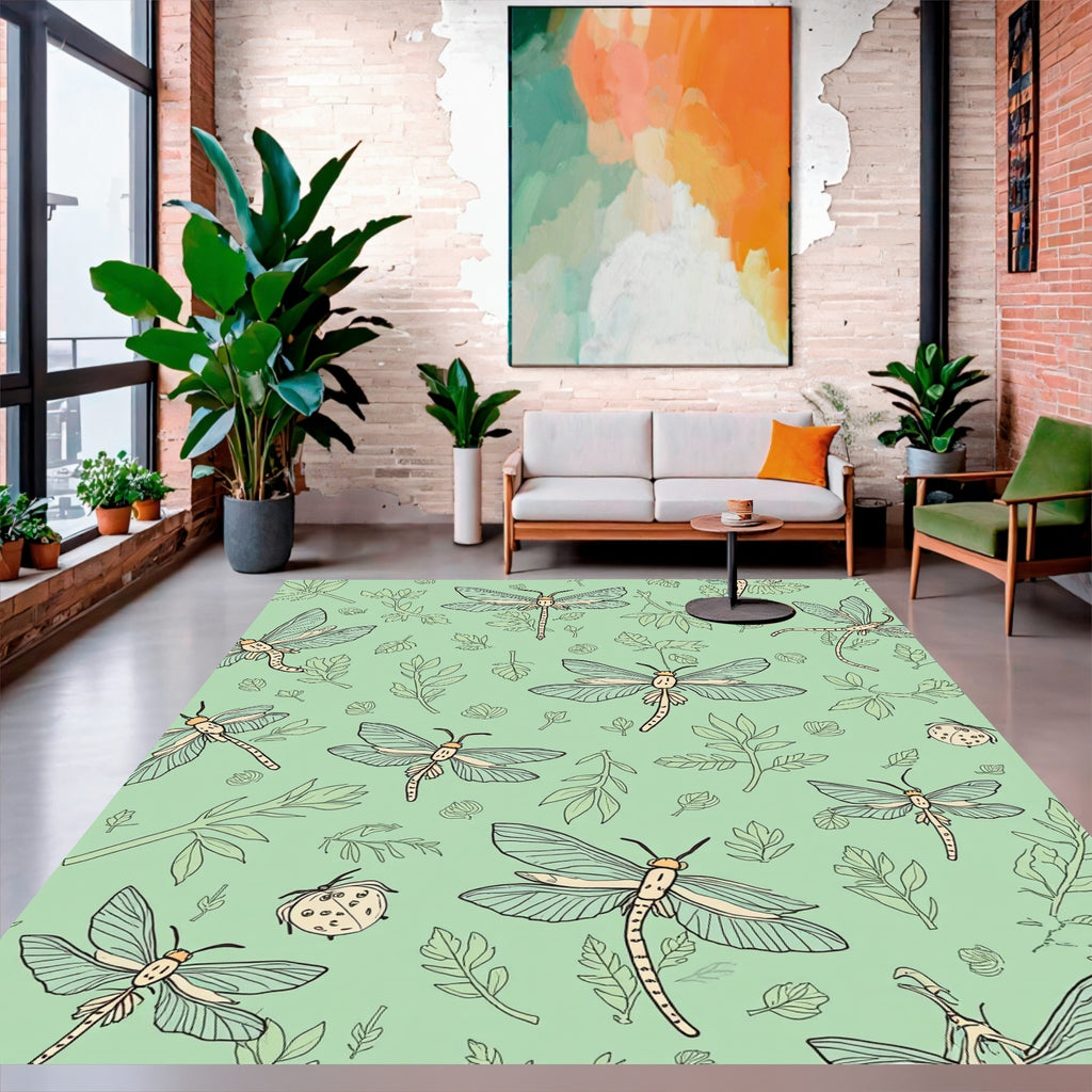 Dragonfly Botanical Garden Pattern Rug