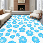 Bright Blue Floral Pattern Design Rug