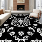 Monochromatic Floral Mandala Pattern Rug