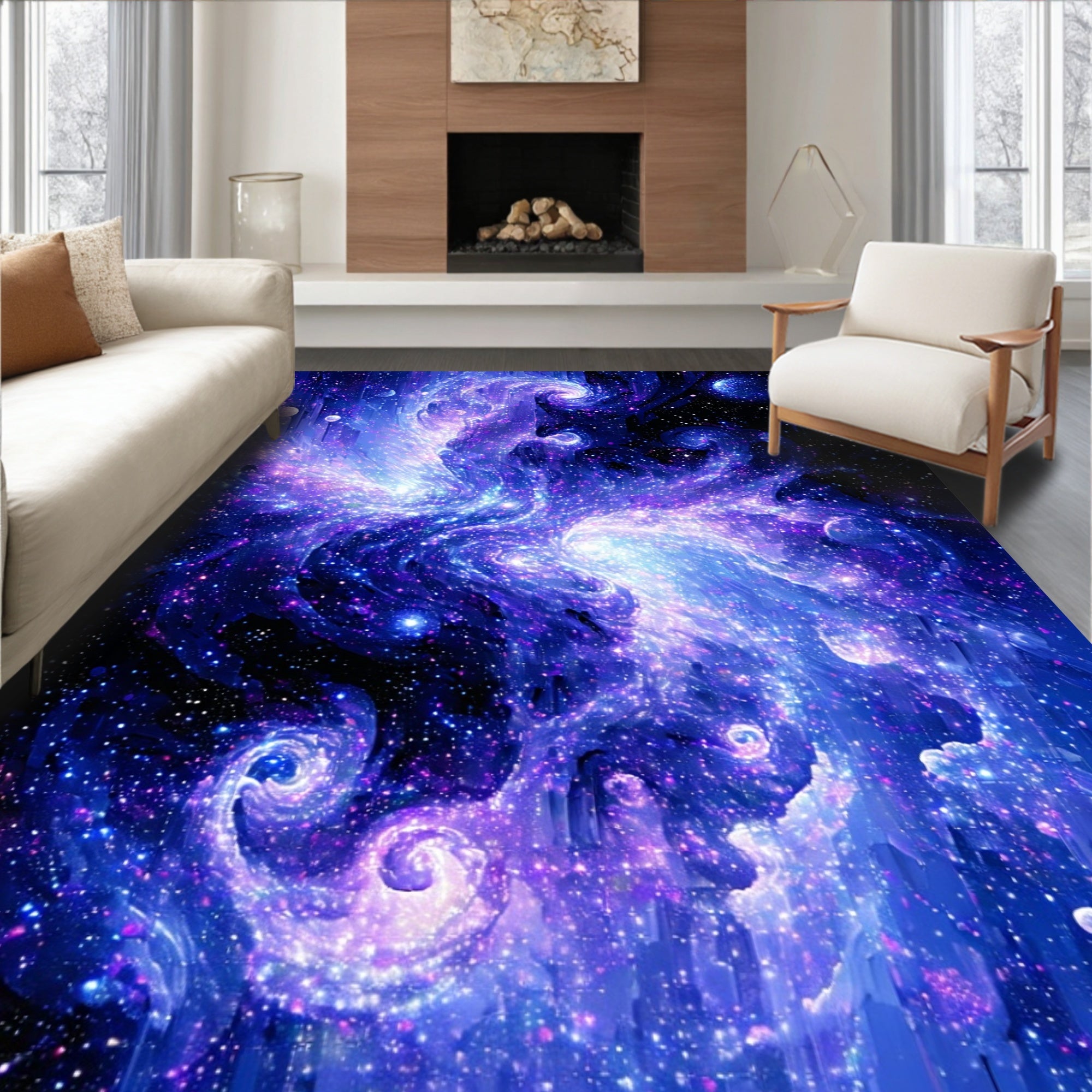 Cosmic Swirls Starry Night Rug