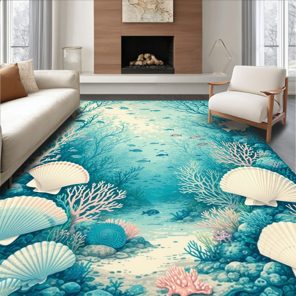 Ocean Coral Shell Scenic Pattern Rug