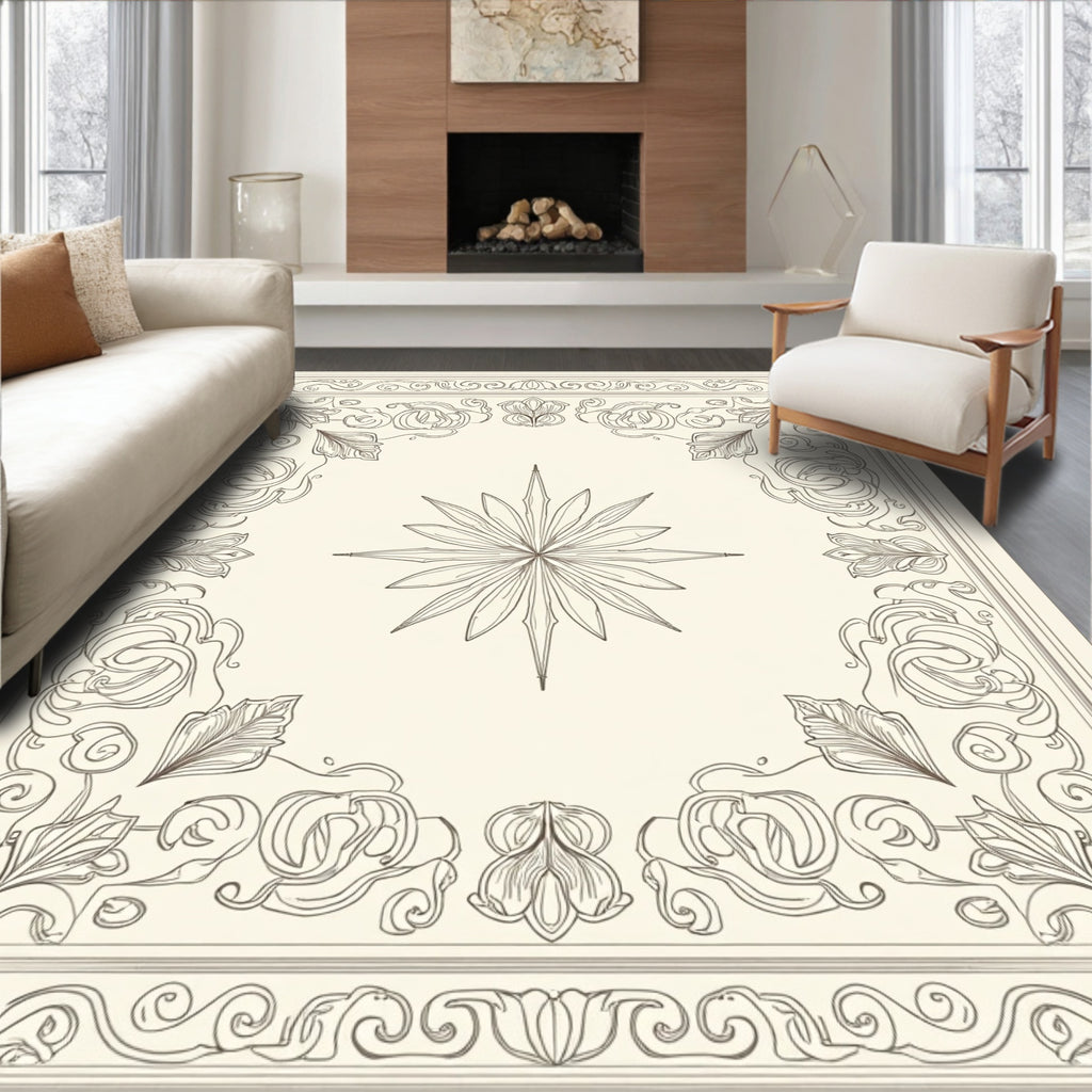 Ornate Floral and Starburst Design Rug