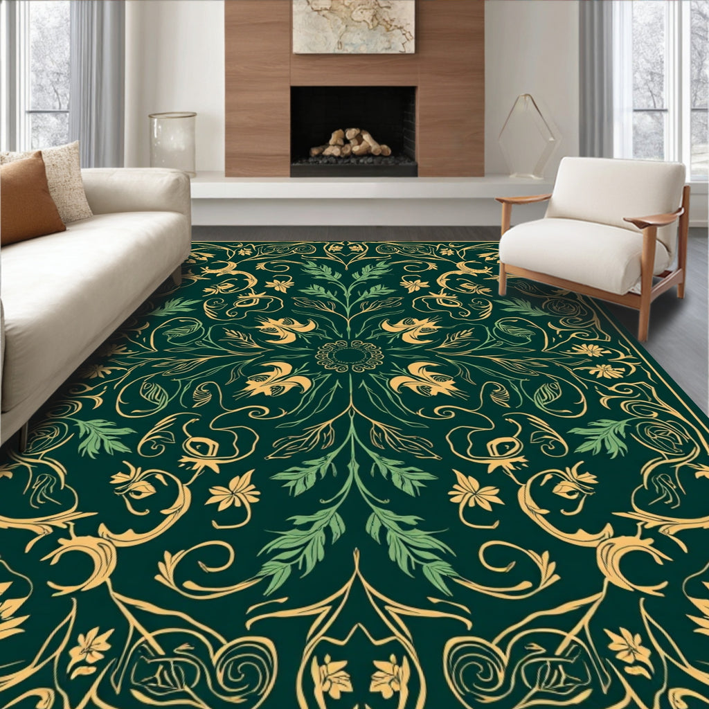 Vintage Floral Vines Pattern Rug