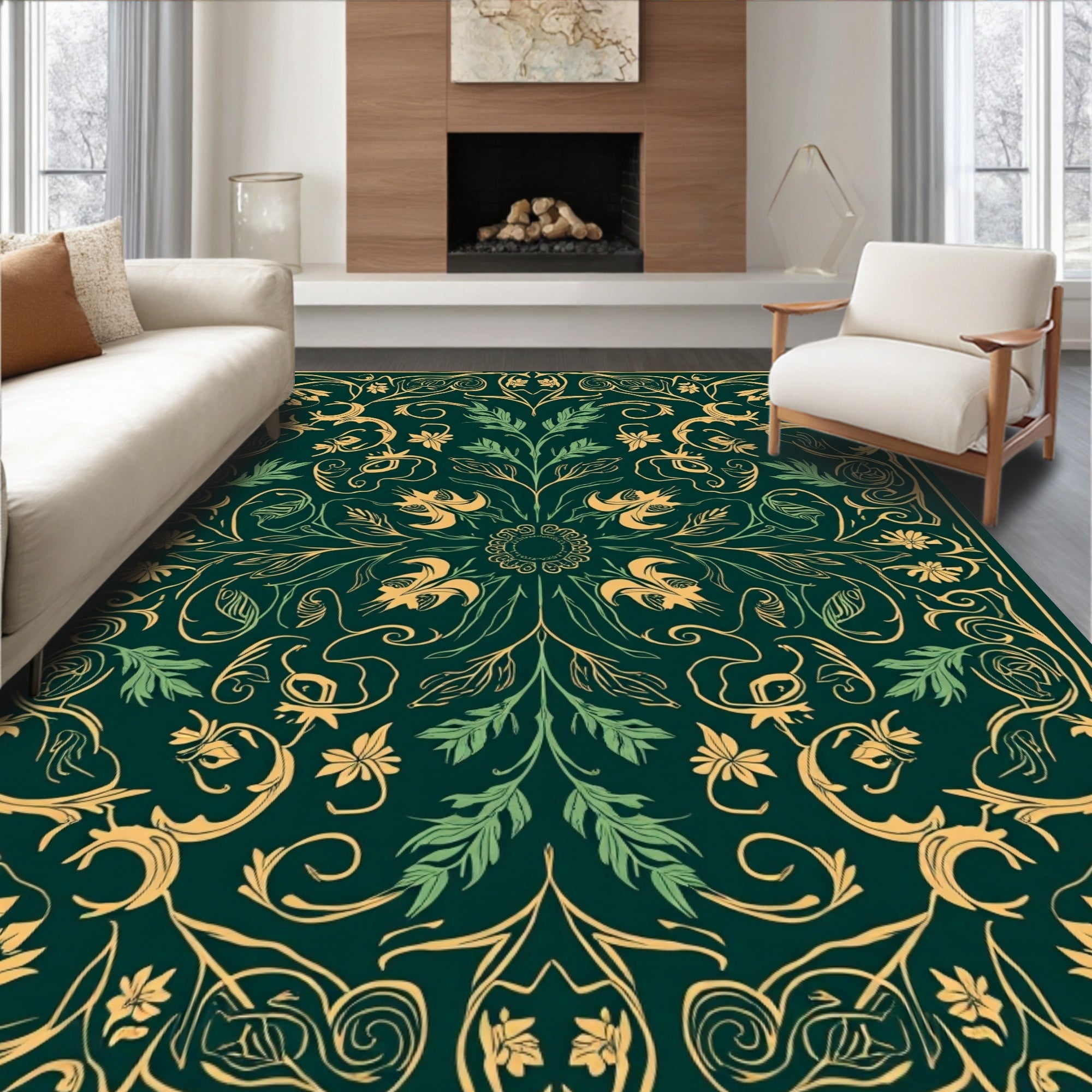 Vintage Floral Vines Pattern Rug