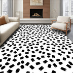 Abstract Dash Pattern Black and White Rug