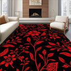 Red Floral Vine Pattern Rug