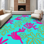 Pink Yellow Abstract Nature Inspired Rug
