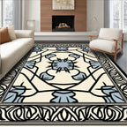 Classic Black Floral Mandala Rug