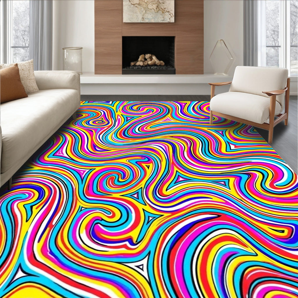 Psychedelic Trippy Swirl Pattern Rug