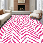Vibrant Pink Brushstroke Herringbone Rug