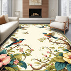 Vintage Birds Blossoms Pattern Rug