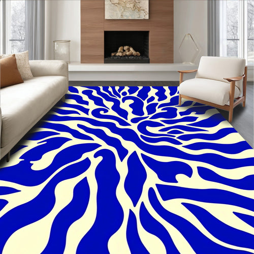 Abstract Organic Blue Pattern Rug