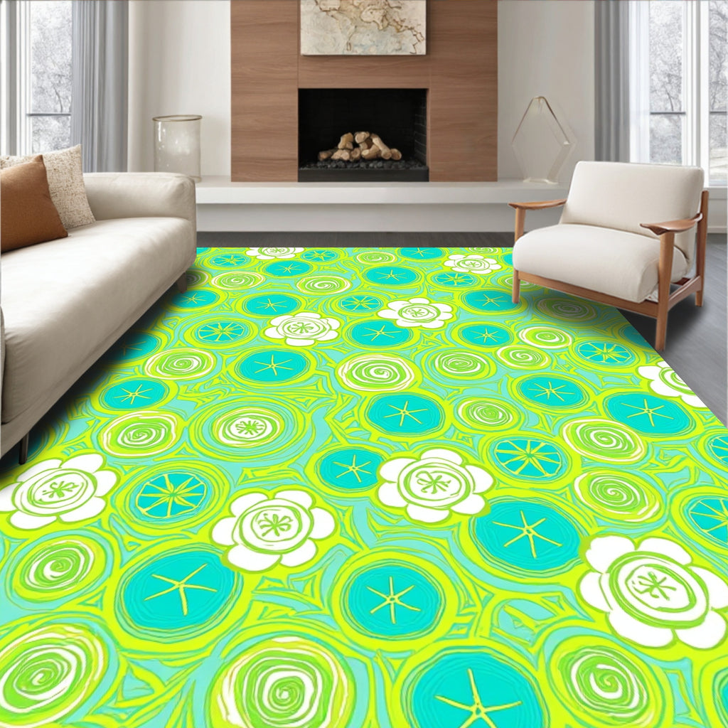 Funky Circular Floral Pattern Rug