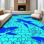 Oceanic Shark Theme Tile Pattern Rug