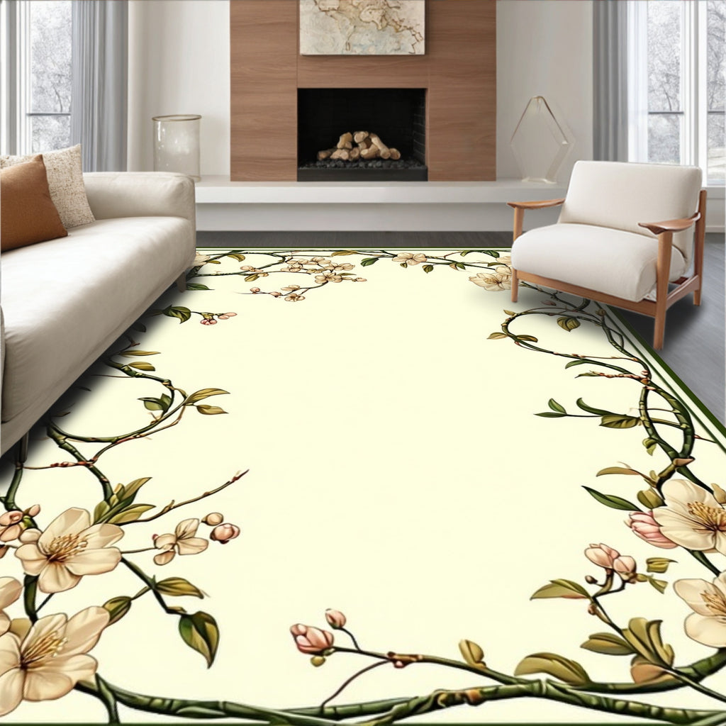 Floral Vine Delicate Branches Rug