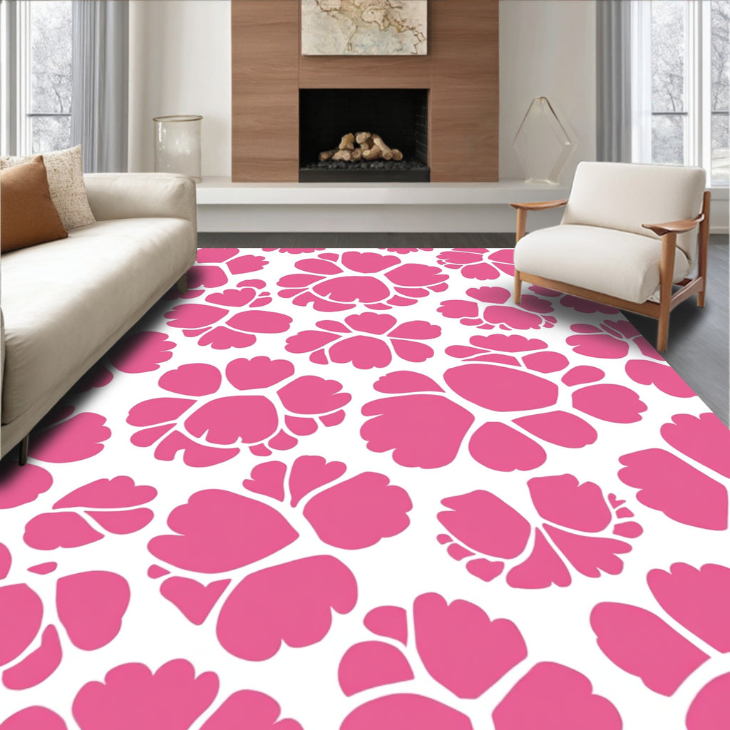 Bold Pink Floral Pattern Rug