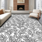 Classic Leaf Pattern Monochrome Rug