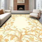 Golden Floral Scrollwork Butterfly Pattern Rug