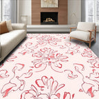 Romantic Floral Outline Pattern Rug
