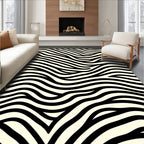 Bold Black Wave Pattern Rug