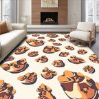 Golden Brown Abstract Pebble Pattern Rug
