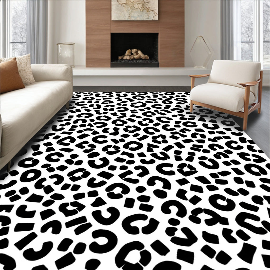 Bold Black Cheetah Spot Pattern Rug