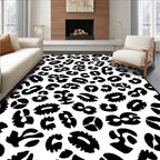 Black White Wild Spots Pattern Rug