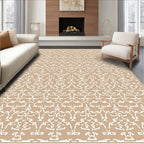 Chic Tan White Damask Pattern Rug