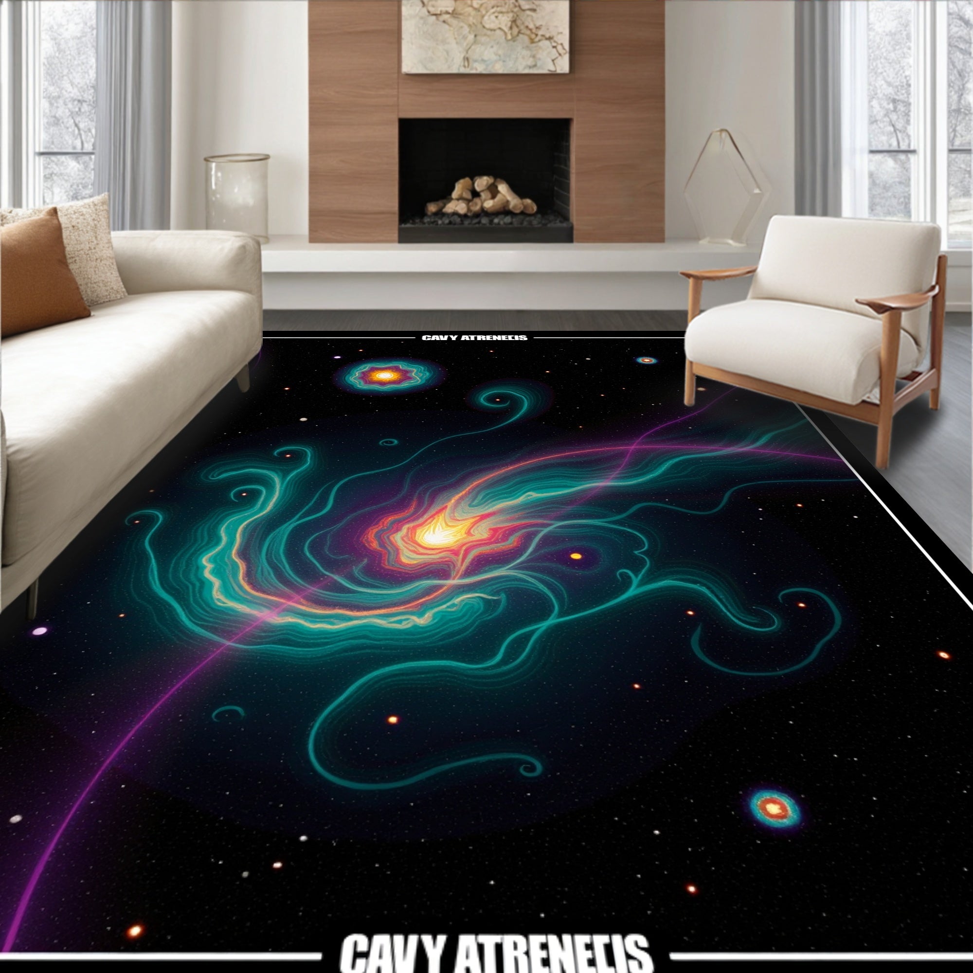 Nebula Swirls Cosmic Galaxy Rug