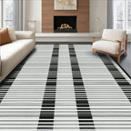 Abstract Black White Striped Pattern Rug