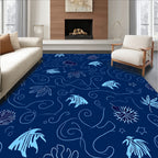 Oceanic Abstract Fish Leaves Rug