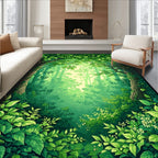 Lush Green Forest Canopy Pattern Rug