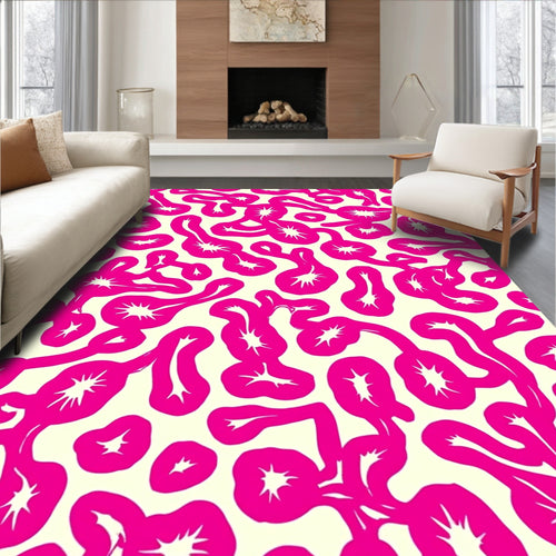 Abstract Organic Pink Swirl Pattern Rug