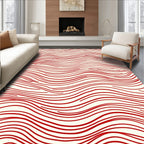 Red Organic Wave Pattern Rug