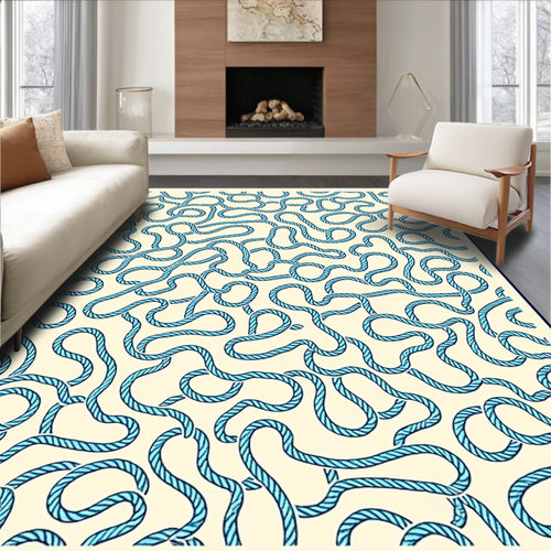 Abstract Blue Rope Patterned Rug