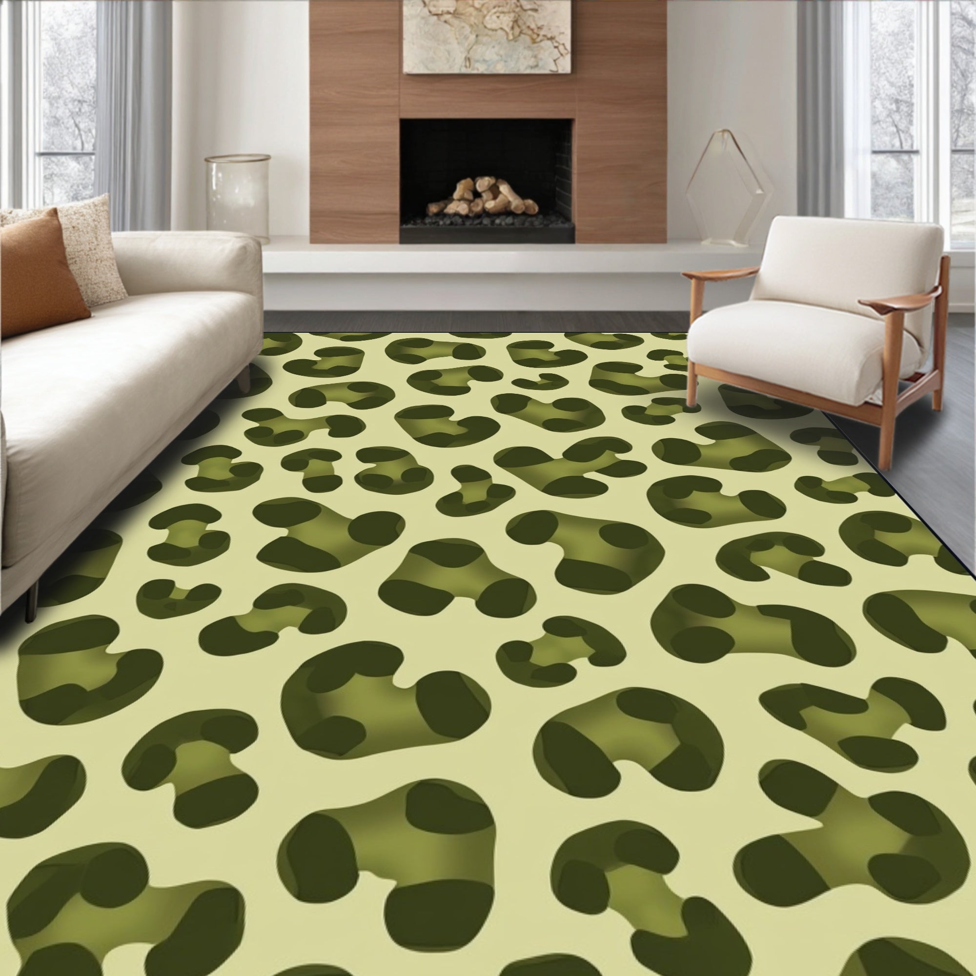 Stylized Animal Print Pattern Rug