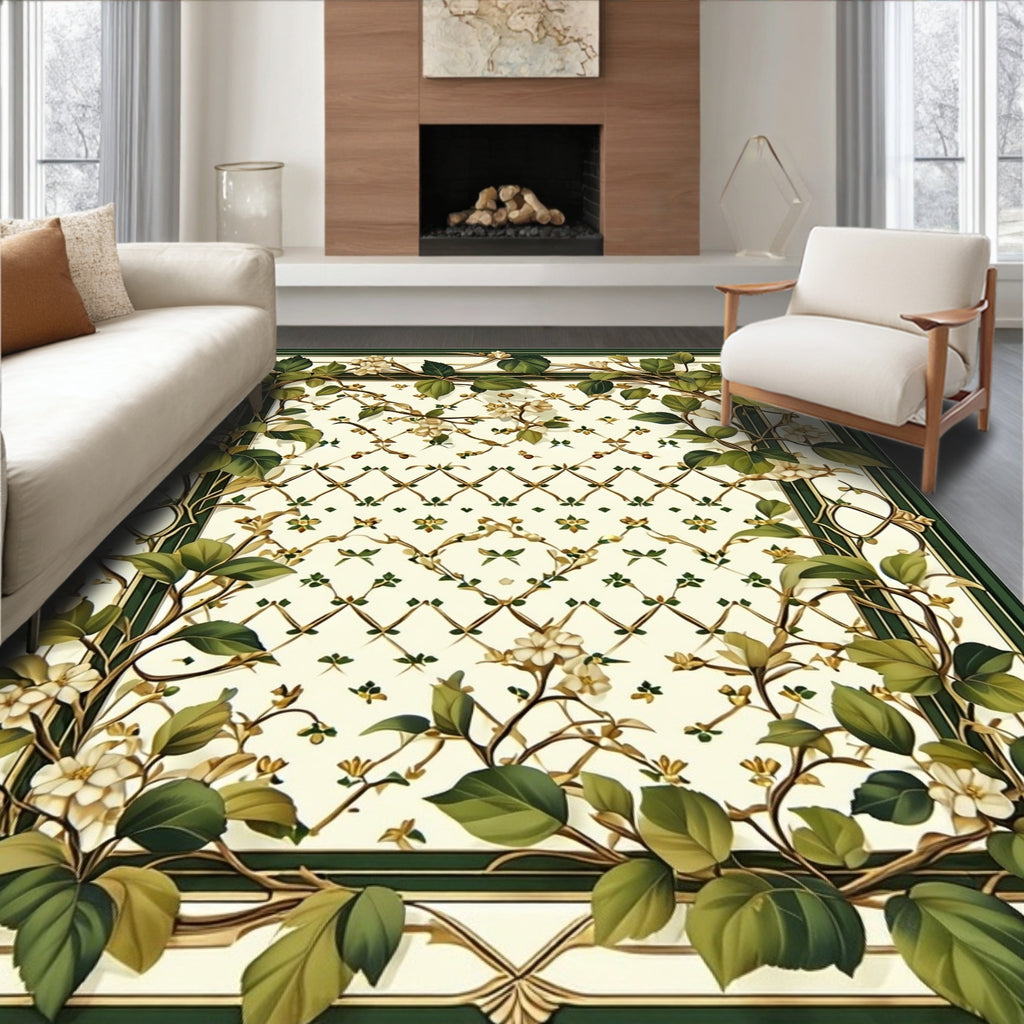 Vintage Floral Lattice Pattern Rug