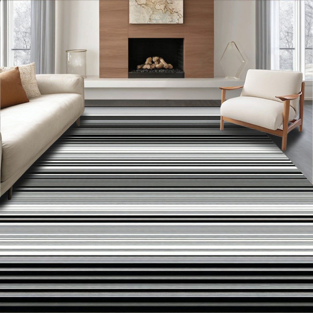 Monochromatic Horizontal Stripe Pattern Rug