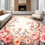 Delicate Blossom Swirls Floral Frame Rug