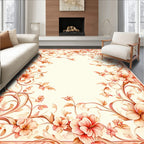 Delicate Floral Vine Border Design Rug