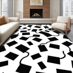 Monochrome Abstract Rectangles Curves Rug