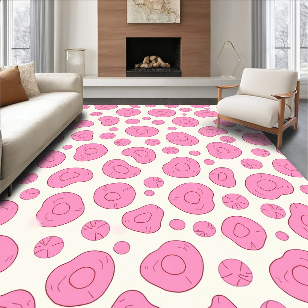 Pink Cells And Dots Pattern Rug