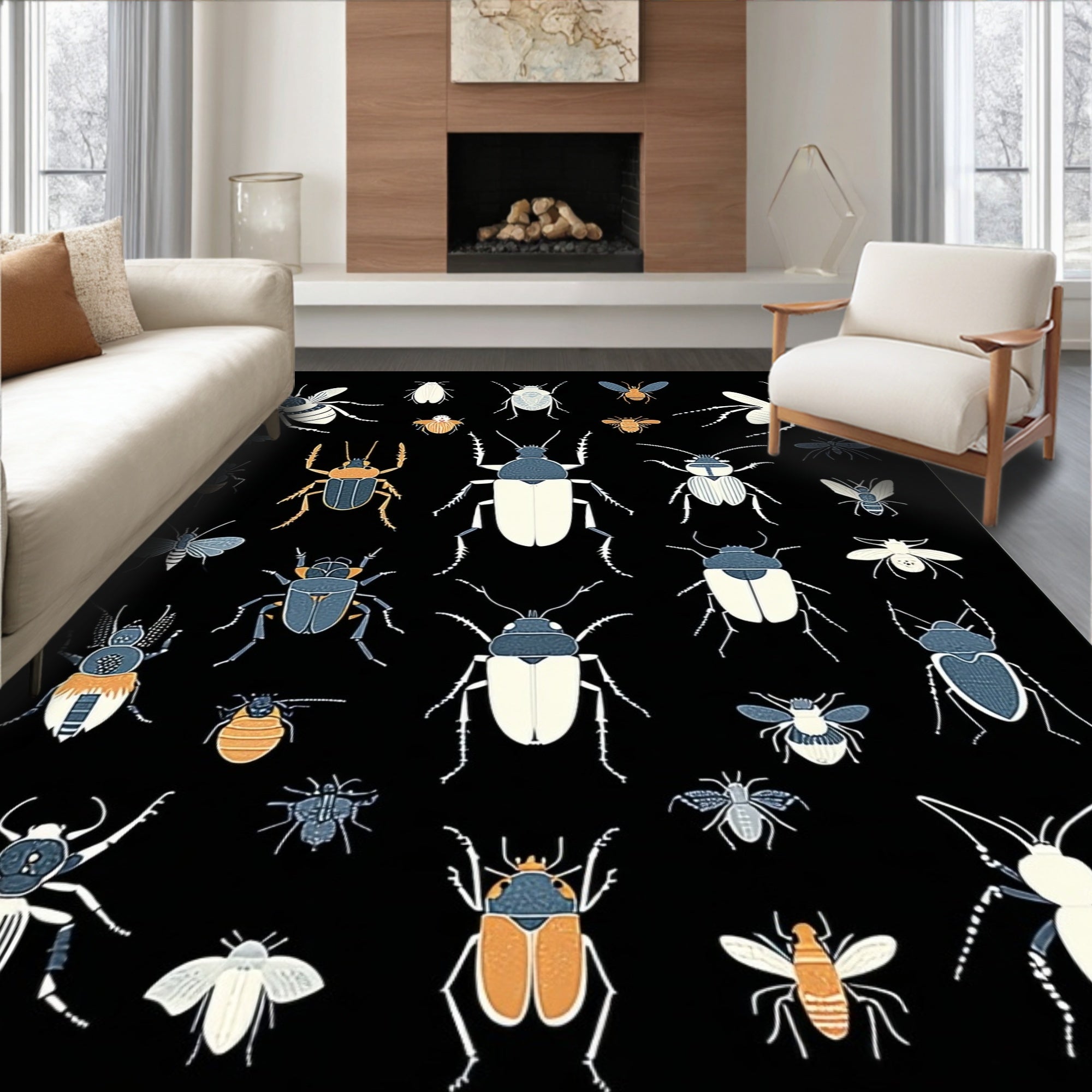 Insect Collection Pattern Rug