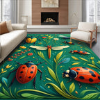 Vibrant Insect Floral Pattern Rug