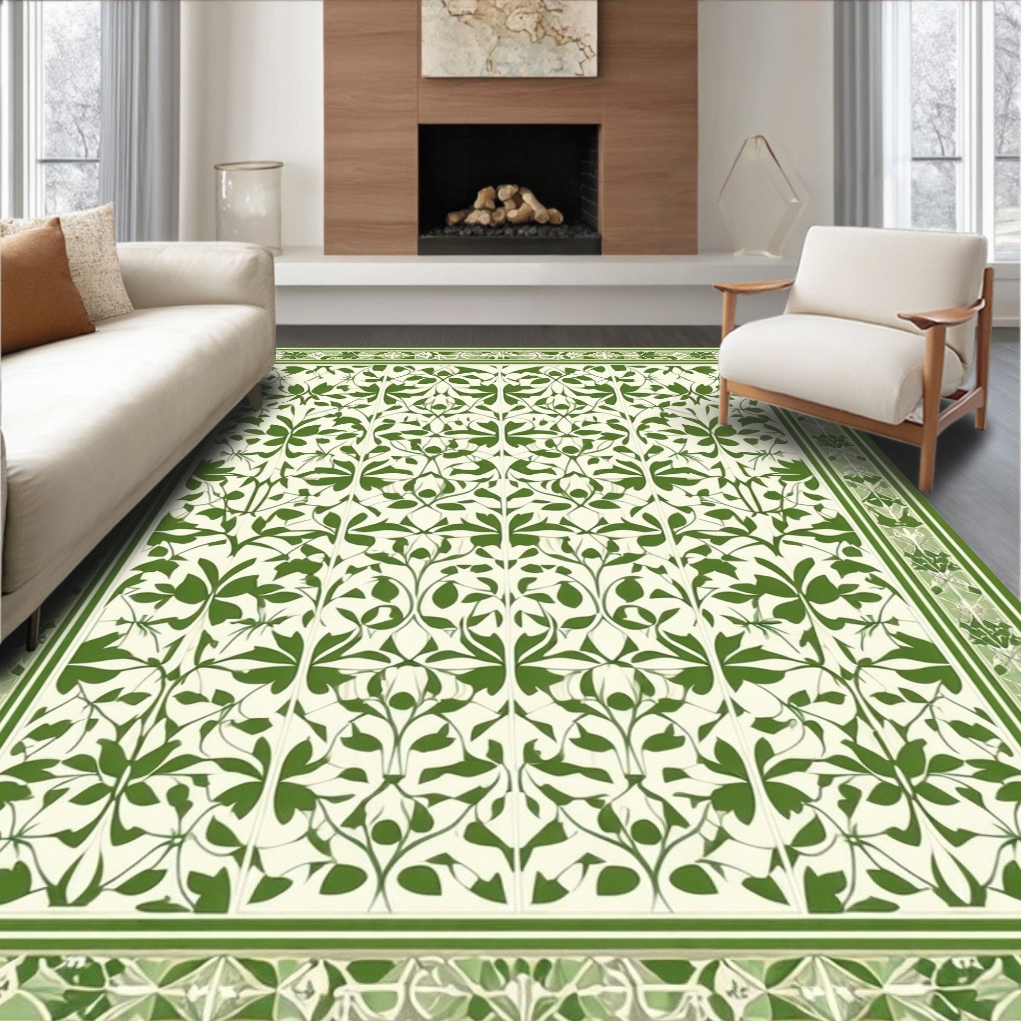 Intricate Floral Vine Pattern Rug