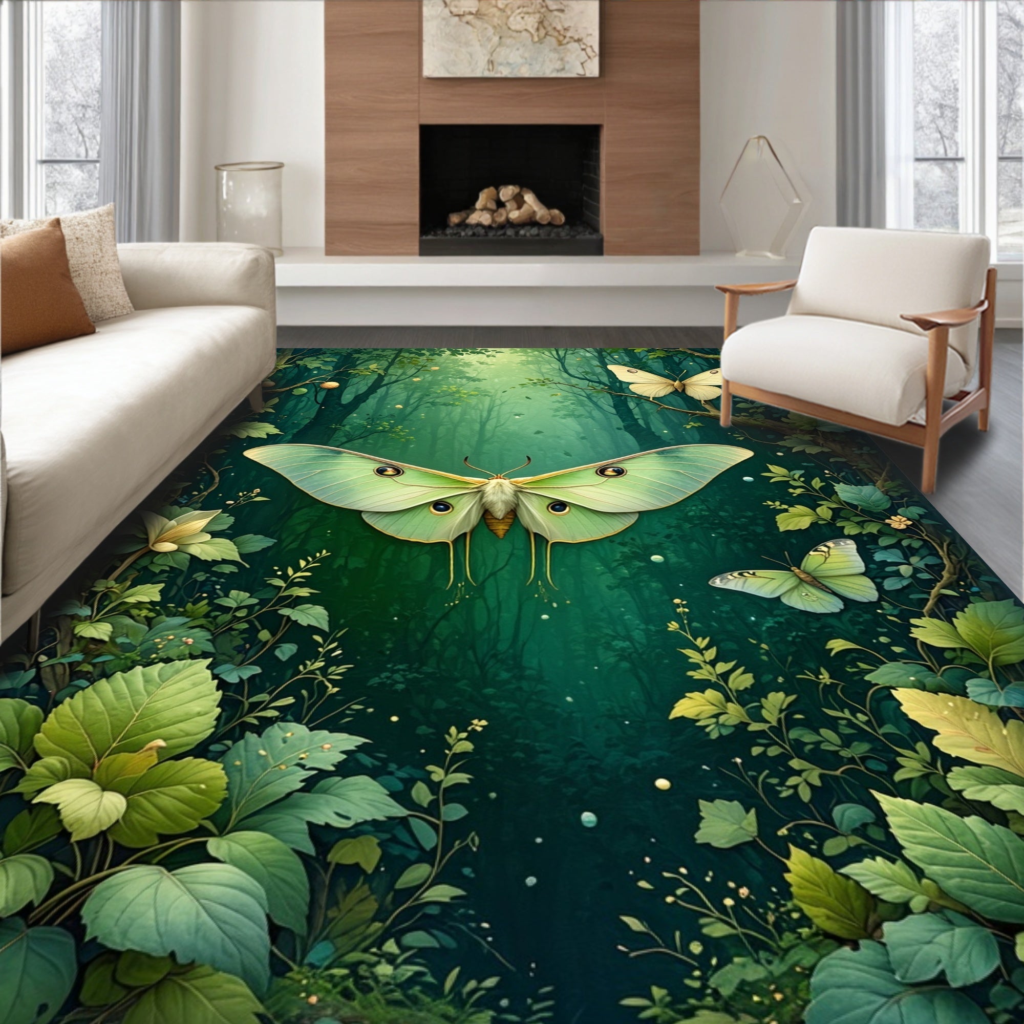 Enchanted Forest Butterfly Foliage Rug