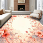 Floral Scrollwork Delicate Pink Rug