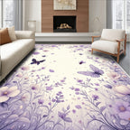 Whimsical Floral Butterfly Meadow Design Rug